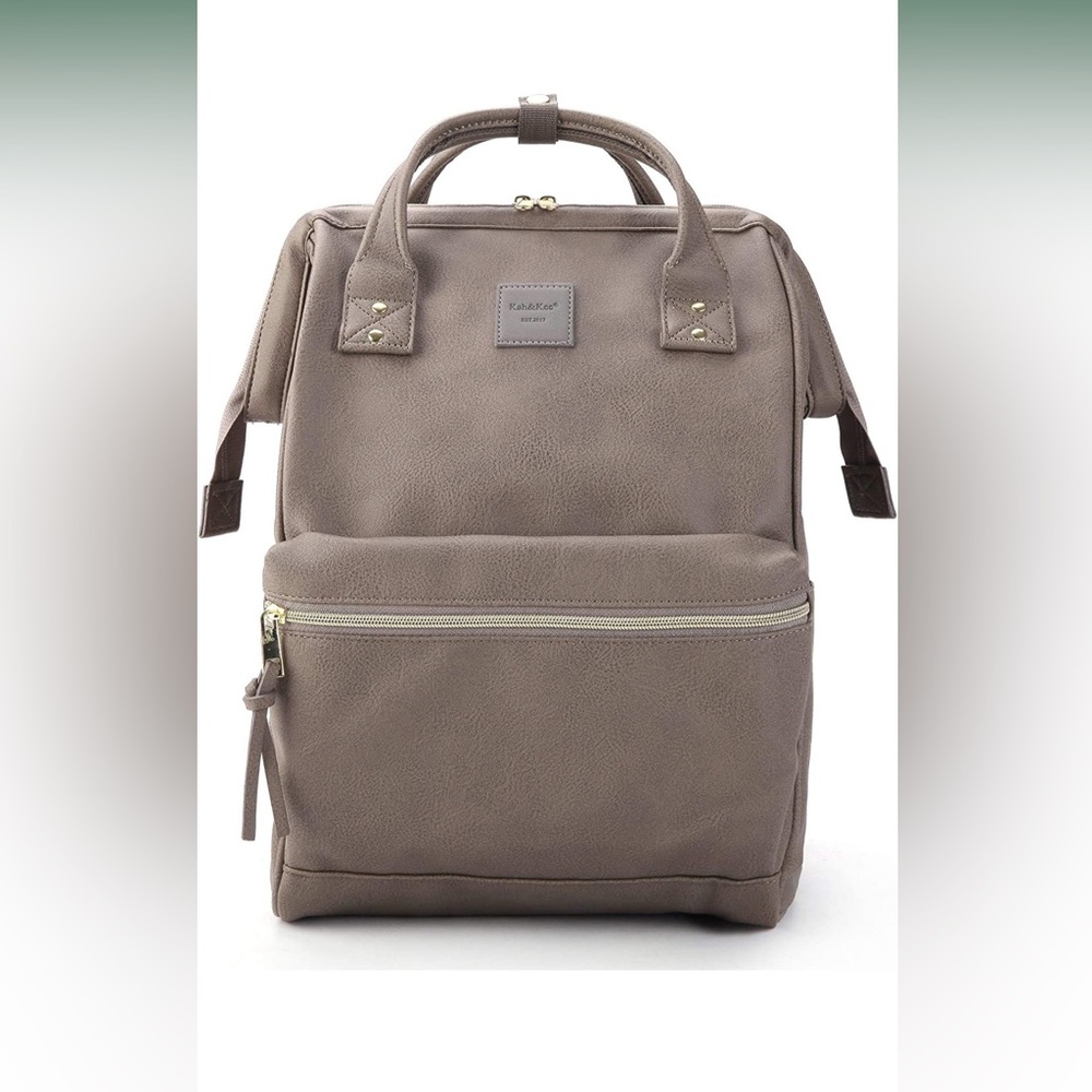 Kah&Kee Faux-Leather Backpack with Laptop Compartment Travel